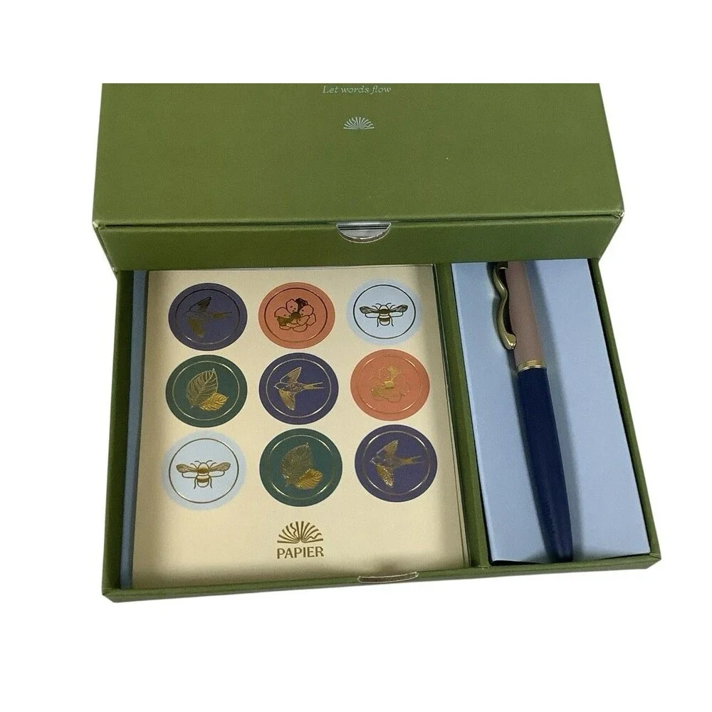 Papier Writing Notecard Set Includes Fountain Pen 16 Notecards Envelopes Seals